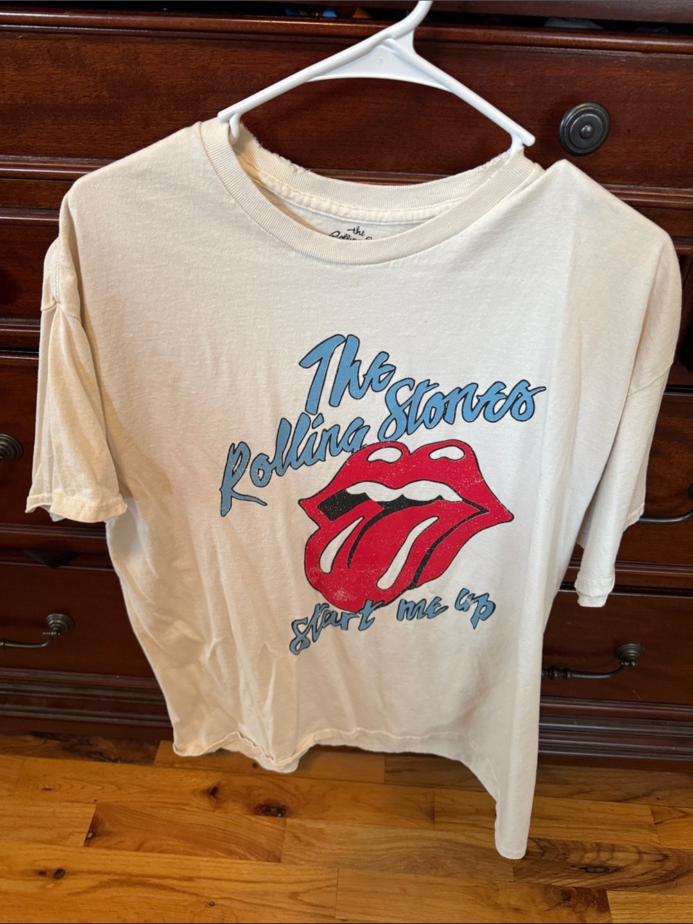 The Rolling Stones Kids Tee - Cream with Red & Blue Graphic